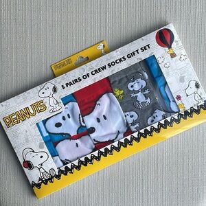 Peanuts snoopy 5 pairs crew socks gift set